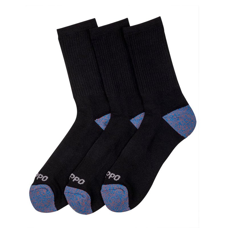 Oddball Menâ€™s Performance Crew Socks XXL (Size 15-18) | 3-Pack Large Athletic Socks with COOLMAX Cotton Blend, Arch Support & Seamless Toe, Black - Image 2